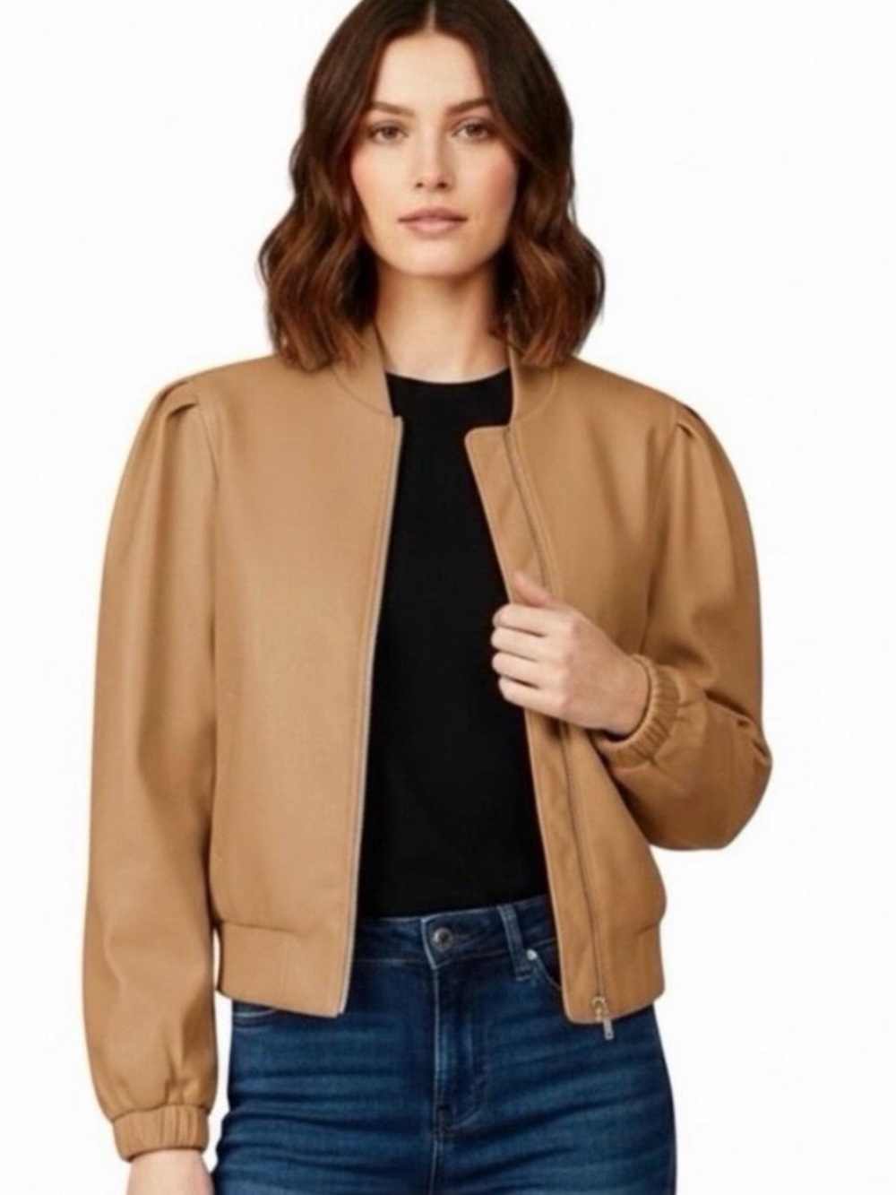 House of Harlow 1960 Faux Leather Jacket Tan/Camel